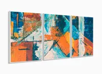 Quadro Decorativo Tela abstrata 3 Peças 120x60 em tecido com moldura filete - Foto 4