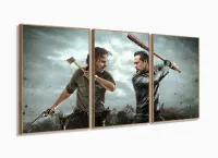 Quadro Decorativo The Walking Dead 3 peças 120x60 em tecido com moldura filete