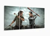 Quadro Decorativo The Walking Dead 3 peças 120x60 em tecido com moldura filete - Foto 5