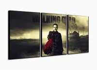 Quadro Decorativo The Walking Dead 120x60 3 peças em tecido m02 com moldura filete - Foto 3