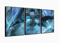 Quadro Decorativo Thor A 3 peças 120x60 cm em tecido com moldura filete - Foto 3