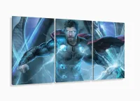 Quadro Decorativo Thor A 3 peças 120x60 cm em tecido com moldura filete - Foto 5