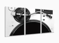 Quadro Decorativo Toca Disco 3 Peças 120x60 Cm Em Tecido com moldura filete - Foto 4