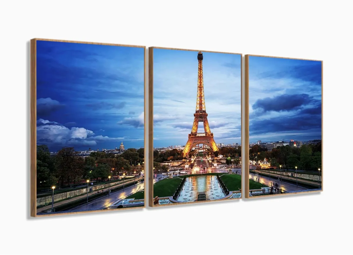 Quadro Decorativo Torre Eiffel Paris 120x60 Sala Quarto m01 com moldura filete Imagem