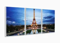 Quadro Decorativo Torre Eiffel Paris 120x60 Sala Quarto m01 com moldura filete - Foto 4