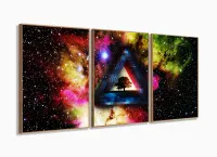 Quadro Decorativo Trippy Collor Psicodélico 120x60 Sala com moldura filete