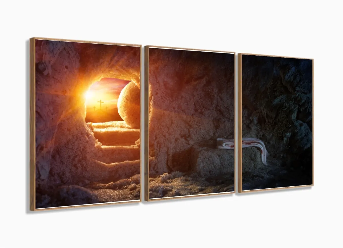 Quadro Decorativo Túmulo De Jesus Vazio 120x60 Quarto Sala com moldura filete Imagem