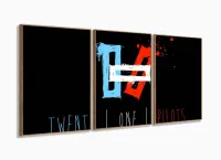 Quadro decorativo Twenty One Pilots - Tela em Tecido 3 peças com moldura filete