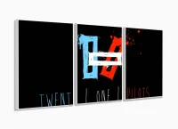 Quadro decorativo Twenty One Pilots - Tela em Tecido 3 peças com moldura filete - Foto 4