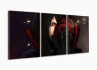 Quadro Decorativo Uchiha Madara Naruto Em Tecido 3 Peças m com moldura filete - Foto 2