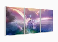 Quadro Decorativo Unicórnio Asas 120x60 Sala Quarto com moldura filete - Foto 4