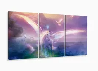 Quadro Decorativo Unicórnio Asas 120x60 Sala Quarto com moldura filete - Foto 5