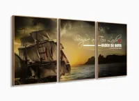 Quadro Decorativo Vasco Da Gama Futebol Com Tela Em Tecido 3 peças com moldura filete