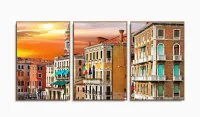 Quadro Decorativo Veneza Antiga Vertical 120x60 3 peças com moldura filete - Foto 6