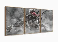Quadro Decorativo Venom 3 peças 120x60 cm em tecido com moldura filete