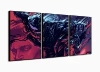 Quadro Decorativo Venom 120x60 3 peças cm em tecido com moldura filete - Foto 3
