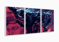Quadro Decorativo Venom 120x60 3 peças cm em tecido com moldura filete - Foto 4