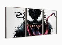 Quadro Decorativo Venom Marvel 3 Peças 120x60 Em Tecido com moldura filete - Foto 2