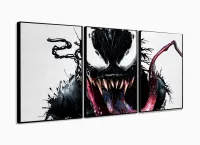 Quadro Decorativo Venom Marvel 3 Peças 120x60 Em Tecido com moldura filete - Foto 3