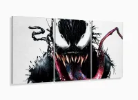 Quadro Decorativo Venom Marvel 3 Peças 120x60 Em Tecido com moldura filete - Foto 5