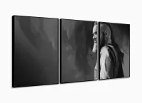 Quadro Decorativo Vikings Ragnar Artístico - Tela Em Tecido 3 peças com moldura filete - Foto 3