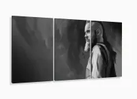 Quadro Decorativo Vikings Ragnar Artístico - Tela Em Tecido 3 peças com moldura filete - Foto 5
