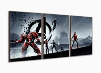 Quadro Decorativo Vingadores 3 peças 120x60 cm em tecido com moldura filete - Foto 2