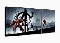 Quadro Decorativo Vingadores 3 peças 120x60 cm em tecido com moldura filete - Foto 3