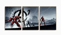 Quadro Decorativo Vingadores 3 peças 120x60 cm em tecido com moldura filete - Foto 6