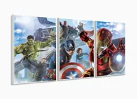 Quadro Decorativo Vingadores B 3 peças 120x60 cm em tecido com moldura filete - Foto 4