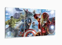 Quadro Decorativo Vingadores B 3 peças 120x60 cm em tecido com moldura filete - Foto 5