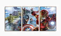 Quadro Decorativo Vingadores B 3 peças 120x60 cm em tecido com moldura filete - Foto 6