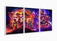 Quadro Decorativo Vingadores Ultimato 3 Peças 130x60 Cm Em Tecido com moldura filete - Foto 4