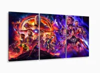 Quadro Decorativo Vingadores Ultimato 3 Peças 130x60 Cm Em Tecido com moldura filete - Foto 5