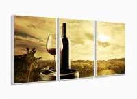 Quadro Decorativo Vinho Pôr Do Sol 120x60 Sala Quarto com moldura filete - Foto 4