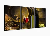 Quadro Decorativo Vinho Torneira Barril 3 Peças 120x60 em tecido com moldura filete - Foto 3