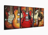 Quadro Decorativo Violão 5 partes 120x60 em tecido com moldura filete - Foto 3