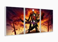 Quadro Decorativos Anime com 3 peças 120x60 cm sala quarto m01 com moldura filete - Foto 4