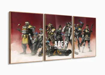 Quadro Decorativos Apex Legends com 3 peças 120x60 com moldura filete