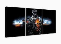 Quadro Decorativos Battlefield Com 120x60 3 peças sala m02 com moldura filete - Foto 3