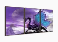 Quadro Decorativos Dragão com 3 peças 120x60 com moldura filete - Foto 2