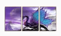 Quadro Decorativos Dragão com 3 peças 120x60 com moldura filete - Foto 6