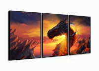 Quadro Decorativos Dragão com 3 peças 125x60 com moldura filete - Foto 3