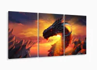 Quadro Decorativos Dragão com 3 peças 125x60 com moldura filete - Foto 5