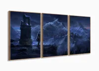 Quadro Decorativos Elder Scrolls com 3 peças 120x60 cm com moldura filete