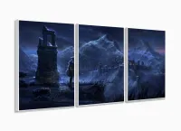 Quadro Decorativos Elder Scrolls com 3 peças 120x60 cm com moldura filete - Foto 4