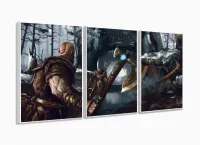 Quadro Decorativos God of War com 3 peças 120x60 com moldura filete - Foto 4