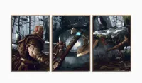 Quadro Decorativos God of War com 3 peças 120x60 com moldura filete - Foto 6