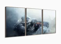 Quadro Decorativos Jogo Gun Gaming com 3 peças 125x60 com moldura filete - Foto 2