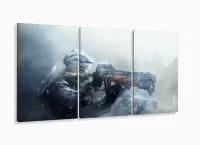Quadro Decorativos Jogo Gun Gaming com 3 peças 125x60 com moldura filete - Foto 5